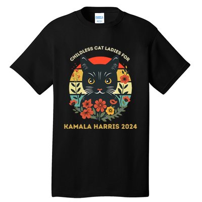 Vintage Childless Cat Ladies For Kamala Harris 2024 Election Tall T-Shirt