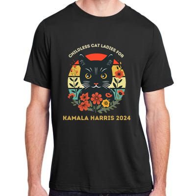 Vintage Childless Cat Ladies For Kamala Harris 2024 Election Adult ChromaSoft Performance T-Shirt