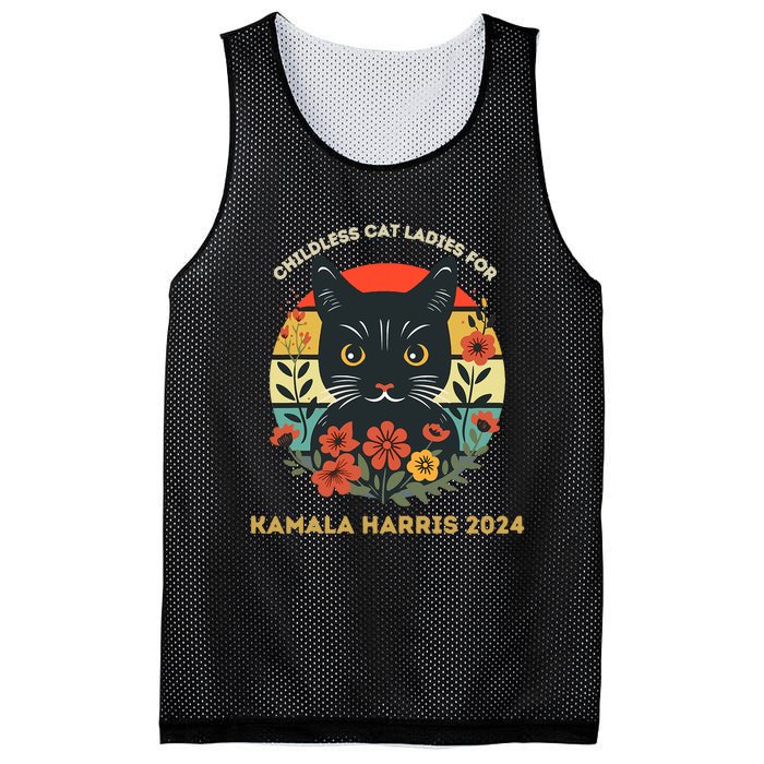 Vintage Childless Cat Ladies For Kamala Harris 2024 Election Mesh Reversible Basketball Jersey Tank