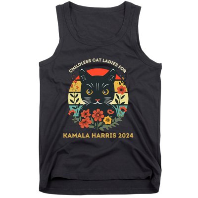 Vintage Childless Cat Ladies For Kamala Harris 2024 Election Tank Top