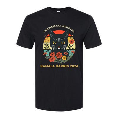 Vintage Childless Cat Ladies For Kamala Harris 2024 Election Softstyle CVC T-Shirt