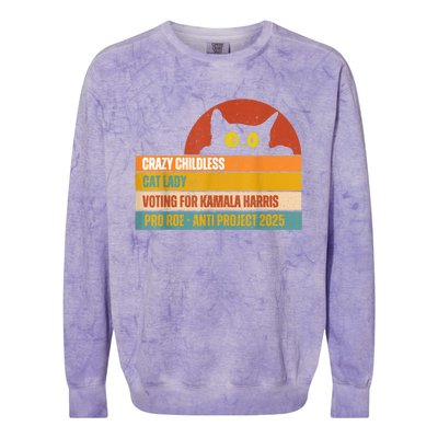 Vintage Childless Cat Ladies For Kamala Harris President 47 Colorblast Crewneck Sweatshirt