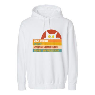 Vintage Childless Cat Ladies For Kamala Harris President 47 Garment-Dyed Fleece Hoodie