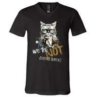 Vintage Childless Cat Lady WeRe Not Going Back V-Neck T-Shirt