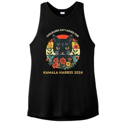 Vintage Childless Cat Ladies For Kamala Harris 2024 Election Ladies PosiCharge Tri-Blend Wicking Tank