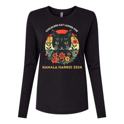 Vintage Childless Cat Ladies For Kamala Harris 2024 Election Womens Cotton Relaxed Long Sleeve T-Shirt