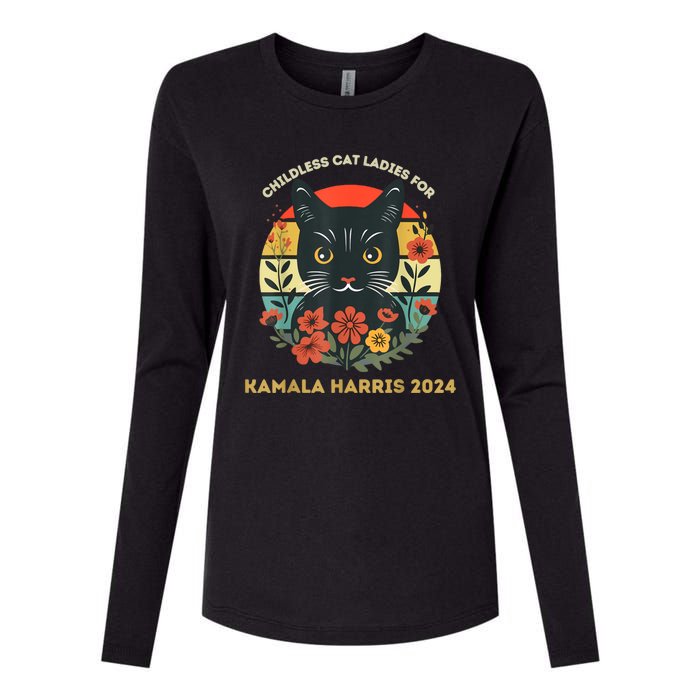 Vintage Childless Cat Ladies For Kamala Harris 2024 Election Womens Cotton Relaxed Long Sleeve T-Shirt