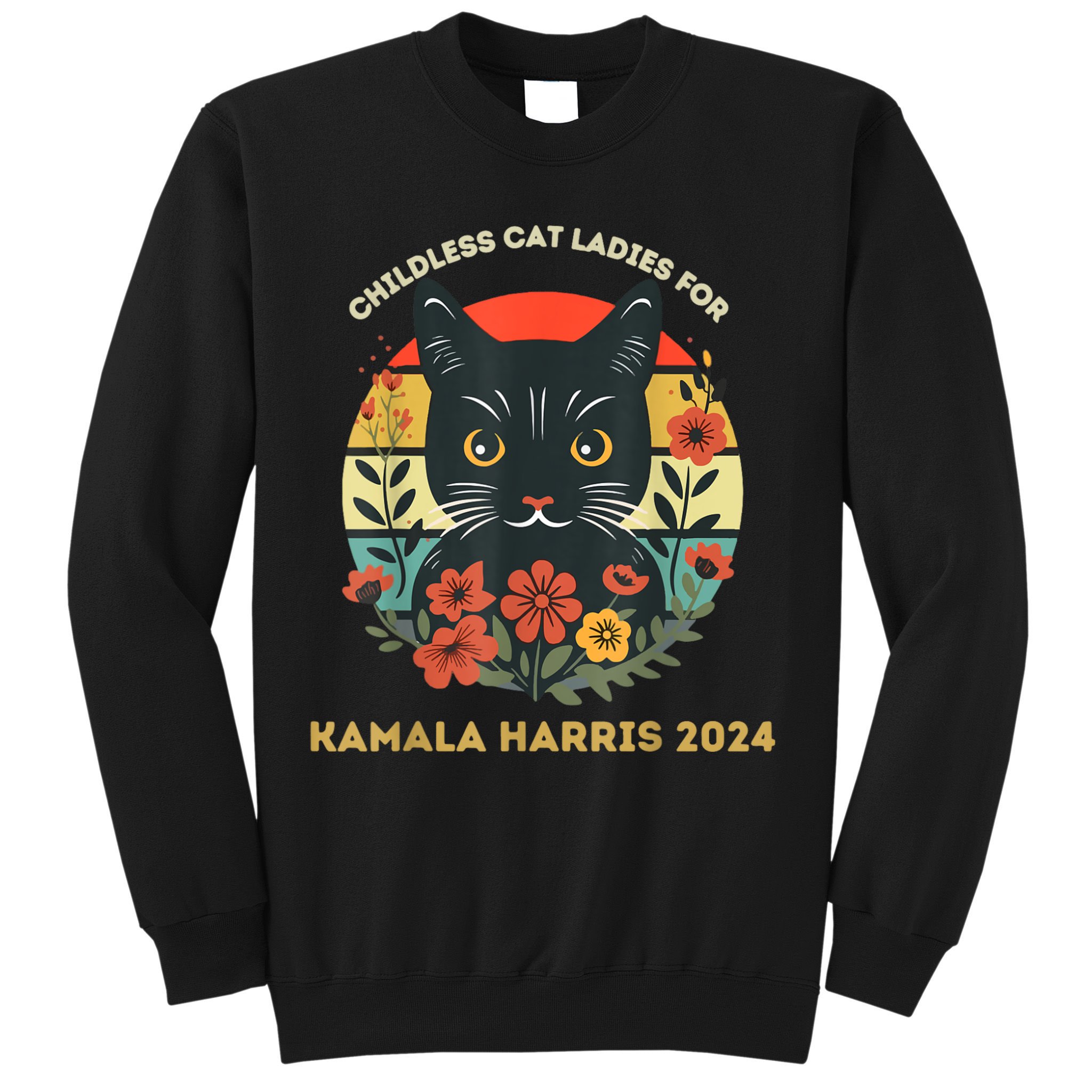 Vintage Childless Cat Ladies For Kamala Harris 2024 Election Sweatshirt