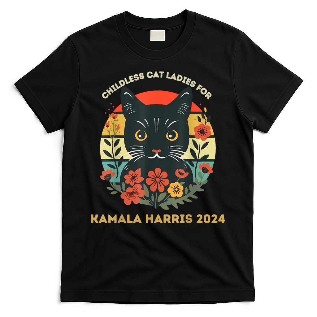 Vintage Childless Cat Ladies For Kamala Harris 2024 Election T-Shirt