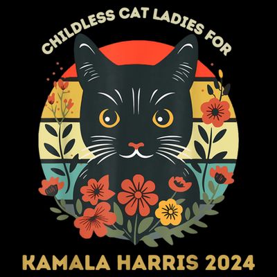 Vintage Childless Cat Ladies For Kamala Harris 2024 Election T-Shirt