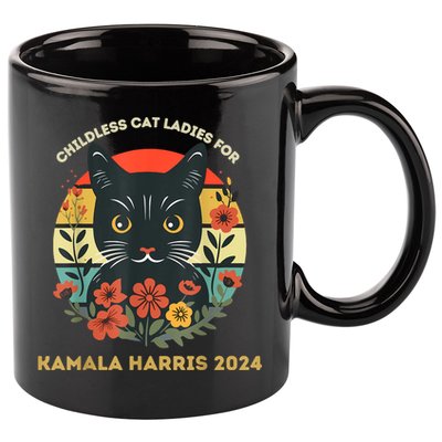 Vintage Childless Cat Ladies For Kamala Harris 2024 Election 11oz C Handle Ceramic Mug