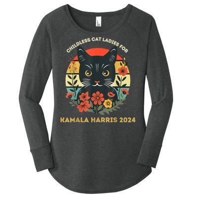 Vintage Childless Cat Ladies For Kamala Harris 2024 Election Women's Perfect Tri Tunic Long Sleeve Shirt