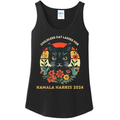 Vintage Childless Cat Ladies For Kamala Harris 2024 Election Ladies Essential Tank