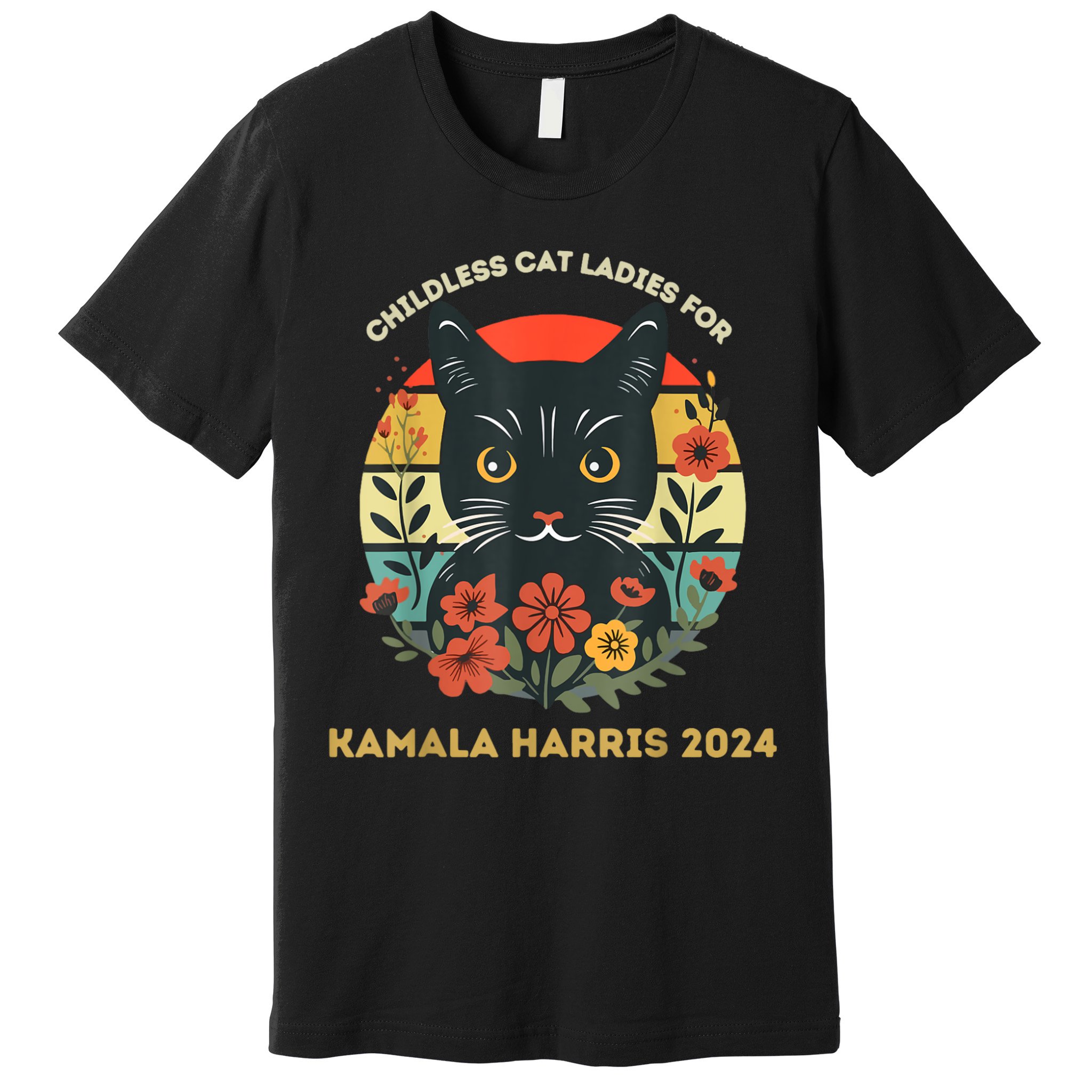 Vintage Childless Cat Ladies For Kamala Harris 2024 Election Premium T-Shirt
