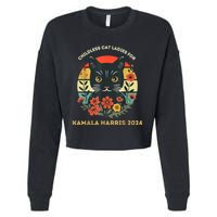 Vintage Childless Cat Ladies For Kamala Harris 2024 Election Cropped Pullover Crew