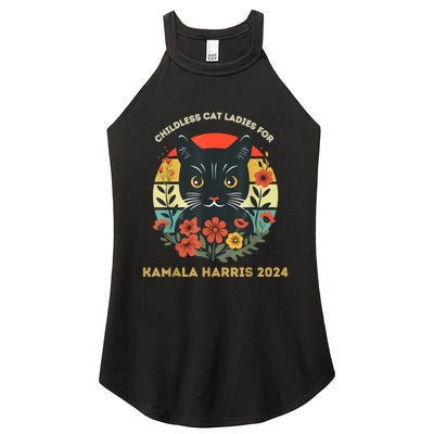 Vintage Childless Cat Ladies For Kamala Harris 2024 Election Women's Perfect Tri Rocker Tank