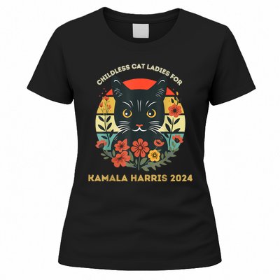 Vintage Childless Cat Ladies For Kamala Harris 2024 Election Women's T-Shirt