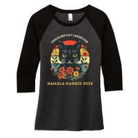 Vintage Childless Cat Ladies For Kamala Harris 2024 Election Women's Tri-Blend 3/4-Sleeve Raglan Shirt