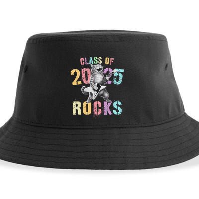 Vintage Cat Class Of 2025 Rocks Graduation Write My Sustainable Bucket Hat