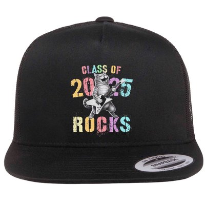 Vintage Cat Class Of 2025 Rocks Graduation Write My Flatbill Hat