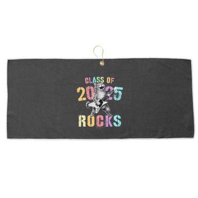 Vintage Cat Class Of 2025 Rocks Graduation Write My Large Microfiber Waffle Golf Towel