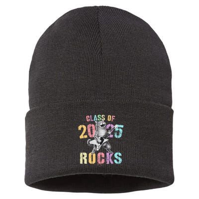 Vintage Cat Class Of 2025 Rocks Graduation Write My Sustainable Knit Beanie