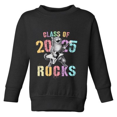 Vintage Cat Class Of 2025 Rocks Graduation Write My Toddler Sweatshirt