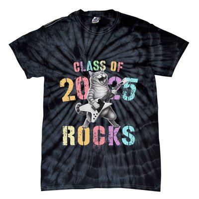 Vintage Cat Class Of 2025 Rocks Graduation Write My Tie-Dye T-Shirt