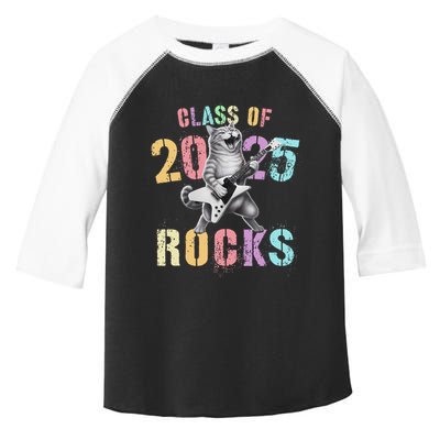 Vintage Cat Class Of 2025 Rocks Graduation Write My Toddler Fine Jersey T-Shirt