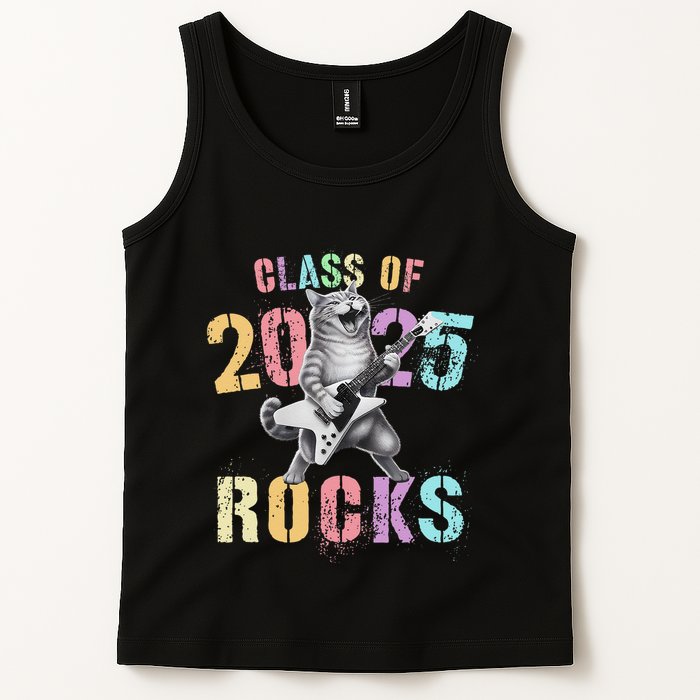 Vintage Cat Class Of 2025 Rocks Graduation Write My Tank Top