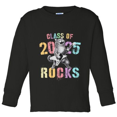 Vintage Cat Class Of 2025 Rocks Graduation Write My Toddler Long Sleeve Shirt