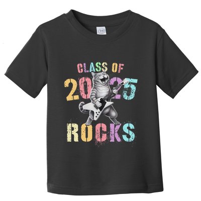 Vintage Cat Class Of 2025 Rocks Graduation Write My Toddler T-Shirt