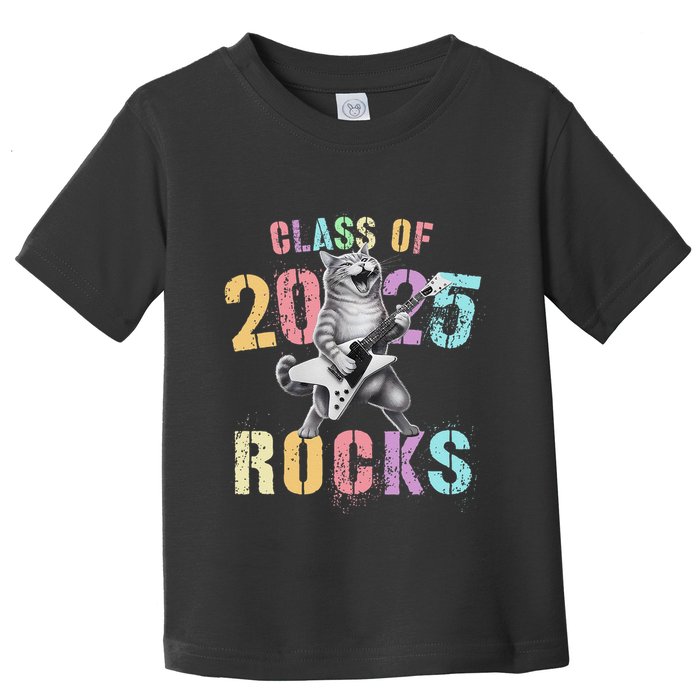 Vintage Cat Class Of 2025 Rocks Graduation Write My Toddler T-Shirt