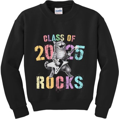Vintage Cat Class Of 2025 Rocks Graduation Write My Kids Sweatshirt