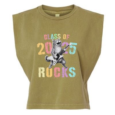 Vintage Cat Class Of 2025 Rocks Graduation Write My Garment-Dyed Women's Muscle Tee