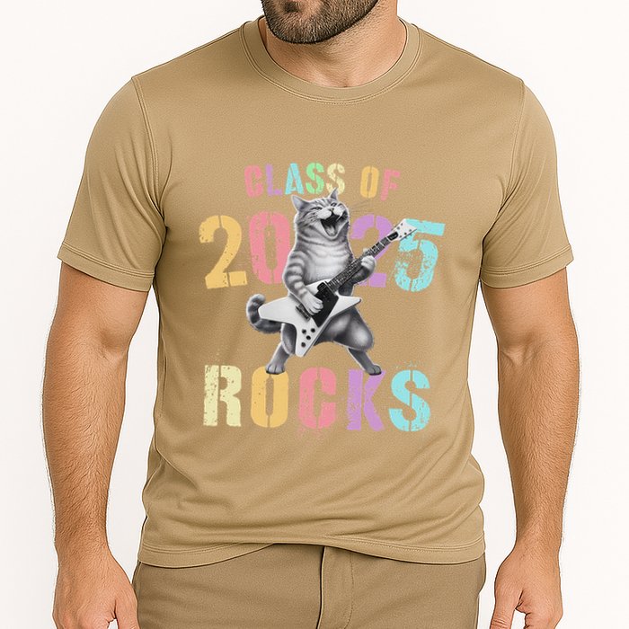 Vintage Cat Class Of 2025 Rocks Graduation Write My Performance Shirt