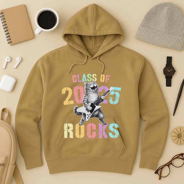 Vintage Cat Class Of 2025 Rocks Graduation Write My Hoodie