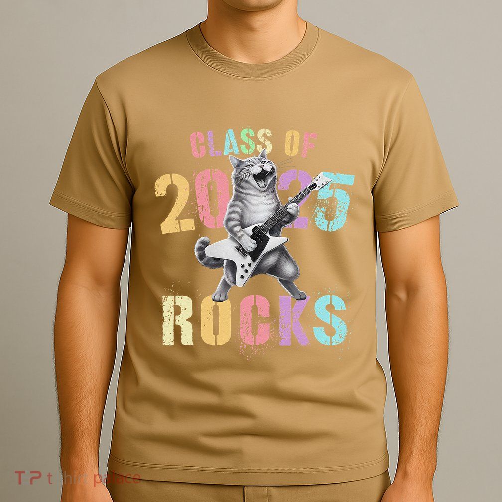 Vintage Cat Class Of 2025 Rocks Graduation Write My T-Shirt