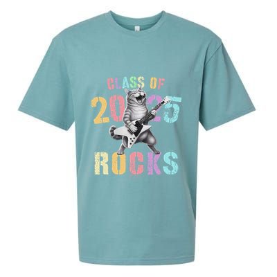 Vintage Cat Class Of 2025 Rocks Graduation Write My Sueded Cloud Jersey T-Shirt