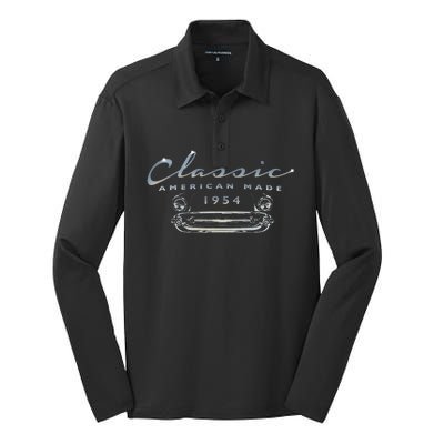 Vintage Classic Car 1954 Antique 70th Birthday Silk Touch Performance Long Sleeve Polo