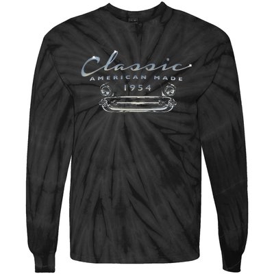 Vintage Classic Car 1954 Antique 70th Birthday Tie-Dye Long Sleeve Shirt