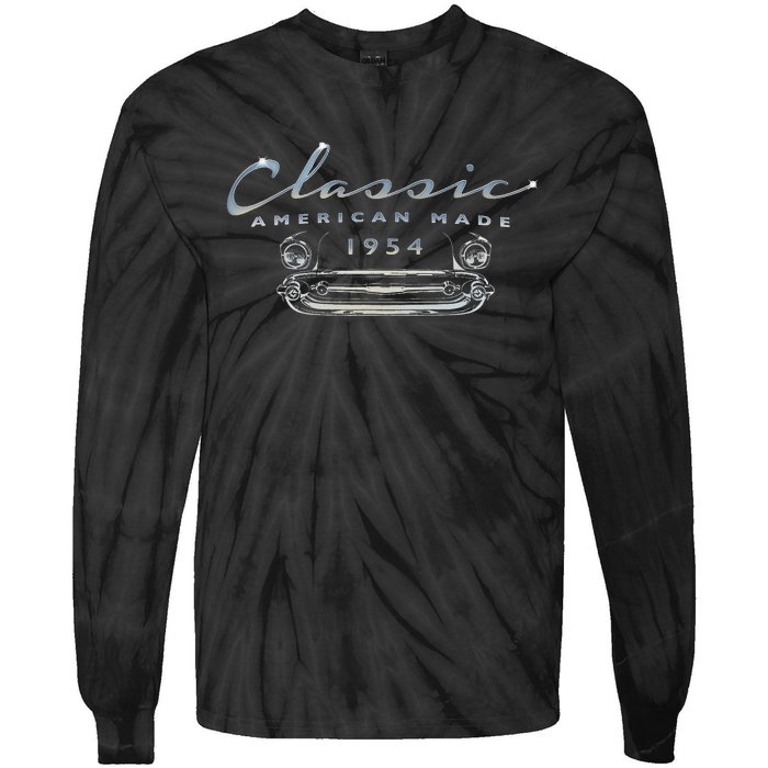 Vintage Classic Car 1954 Antique 70th Birthday Tie-Dye Long Sleeve Shirt