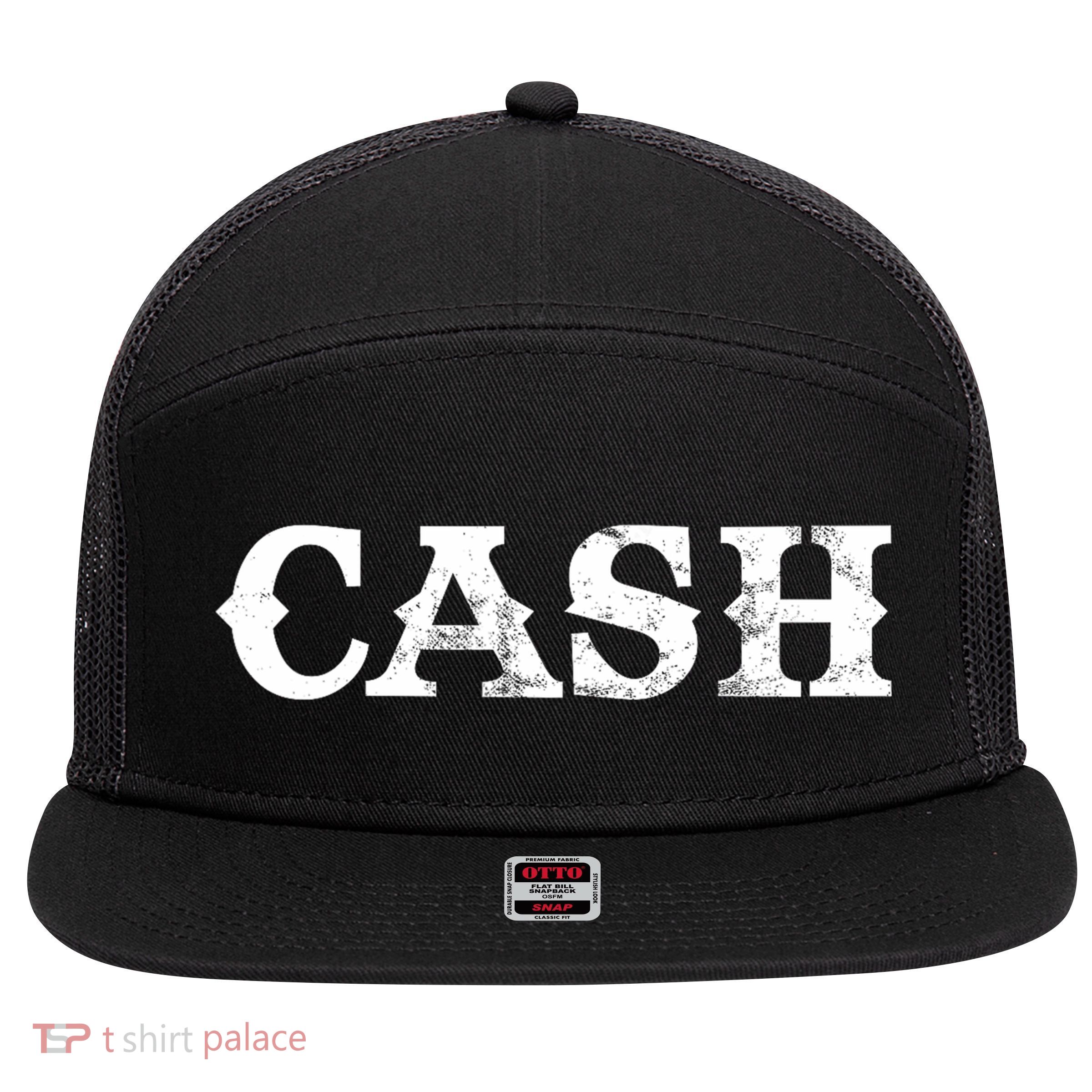Vintage Cash Country Music Lovers Outlaw 7 Panel Mesh Trucker Snapback Hat