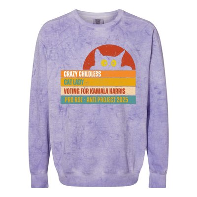 Vintage Childless Cat Ladies For Kamala Harris President 47 Colorblast Crewneck Sweatshirt