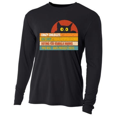 Vintage Childless Cat Ladies For Kamala Harris President 47 Cooling Performance Long Sleeve Crew