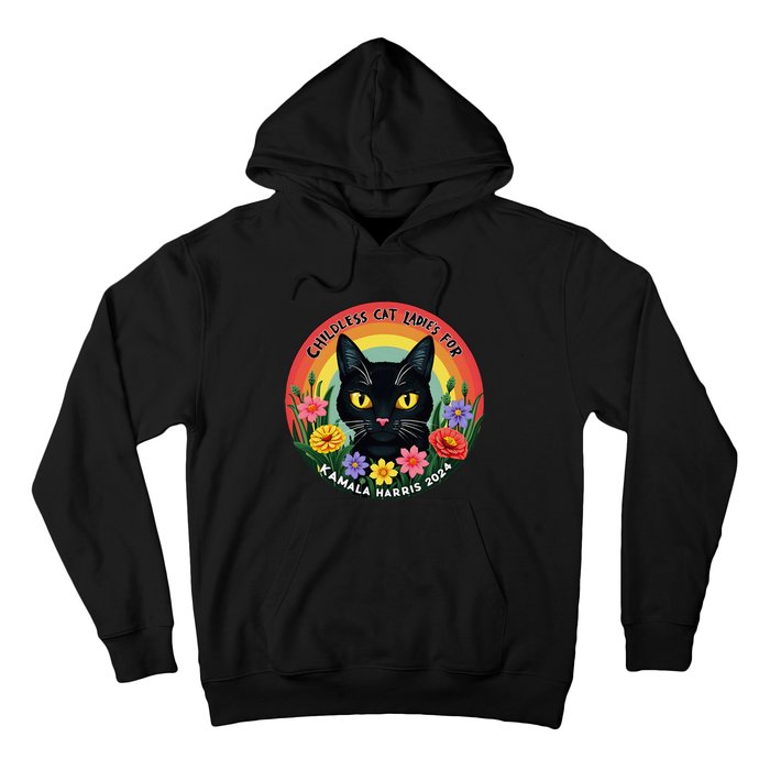 Vintage Childless Cat Ladies For Kamala Harris 2024 Hoodie