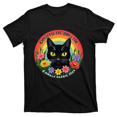 Vintage Childless Cat Ladies For Kamala Harris 2024 T-Shirt