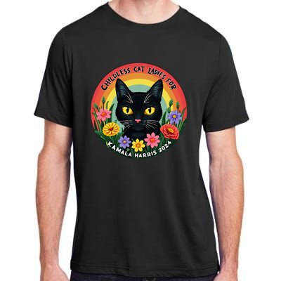 Vintage Childless Cat Ladies For Kamala Harris 2024 Adult ChromaSoft Performance T-Shirt