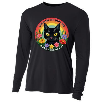 Vintage Childless Cat Ladies For Kamala Harris 2024 Cooling Performance Long Sleeve Crew