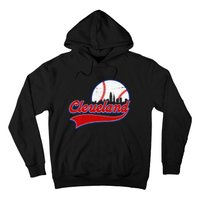 Vintage Cleveland City Downtown Skylines Baseball Fans Lover Hoodie